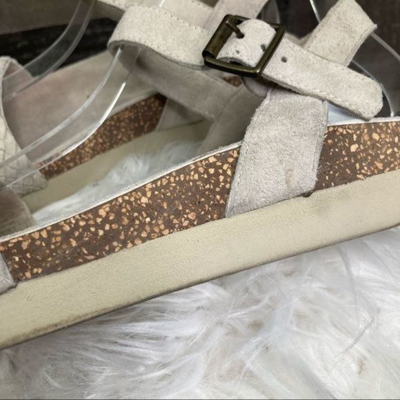 Muses and Cloud Beige Braided Ankle Strap Cork Accent Sandals - Picture 5 of 8